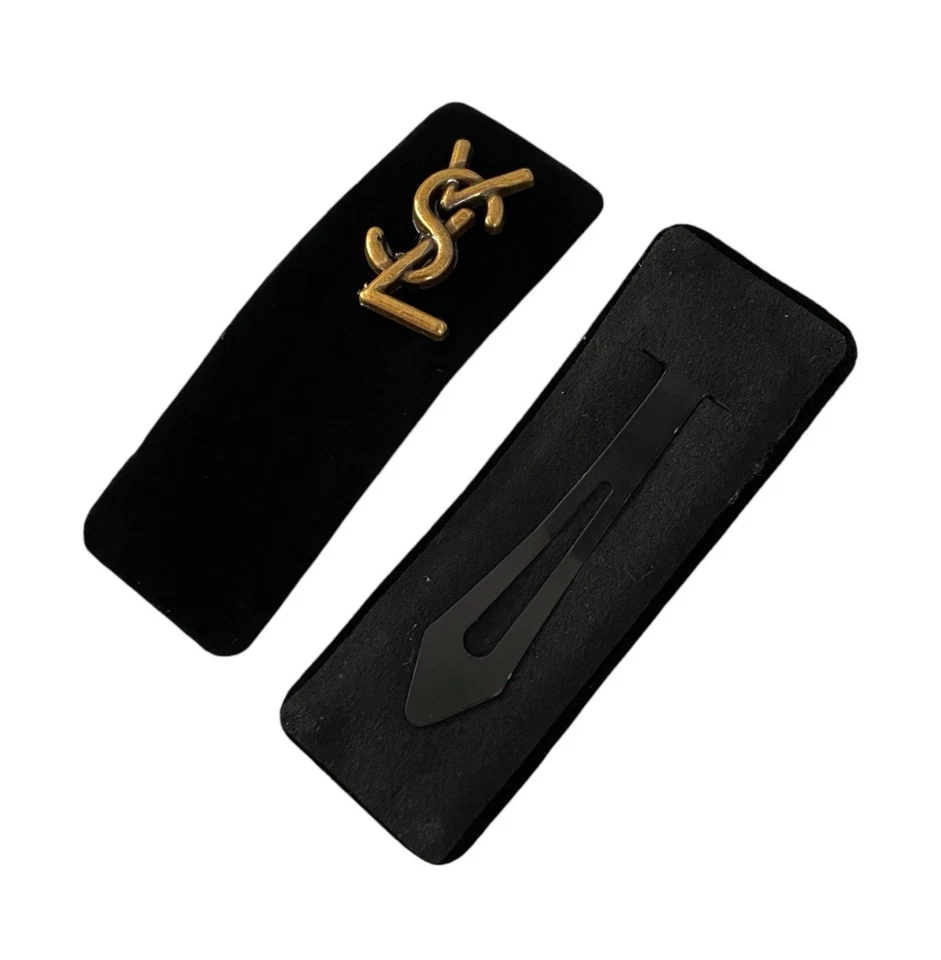 Clip de pelo vintage de terciopelo de lujo ySL Yves Saint Laurent 2 piezas Foto 3 de 3