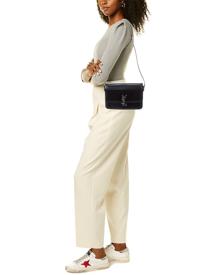 Saint Laurent Solferino Borsa a tracolla media in pelle da donna nera