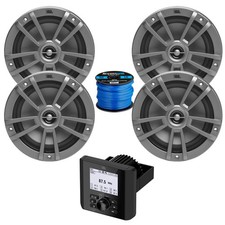 Bluetooth Digital Media Marine Audio Receiver, 4x 6.5" 180W Speakers, Wire
