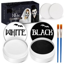 Black and White Face Body Paint for Halloween Vampire Clown Makeup
