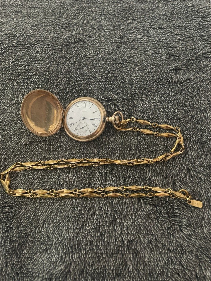 A gold-filled Waltham pocket watch from a legendary American brand — Waltham made timepieces for the railroads, and this is a piece of that legacy.