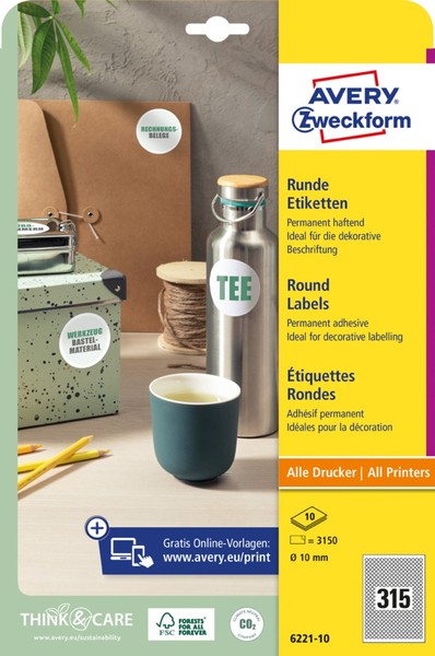 Avery Zweckform Kennzeichnungs-Etiketten, Durchmesser: 80 Mm-image