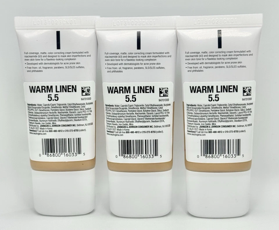 Neutrogena Matte CC Cream - Warm Linen 5.5 - 1 oz. (3 Pack) Sealed - Image 2 of 3