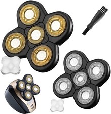 Universal 5-Blade Head Shaver Replacement - 2 PCS Electric Razor Heads for Beard