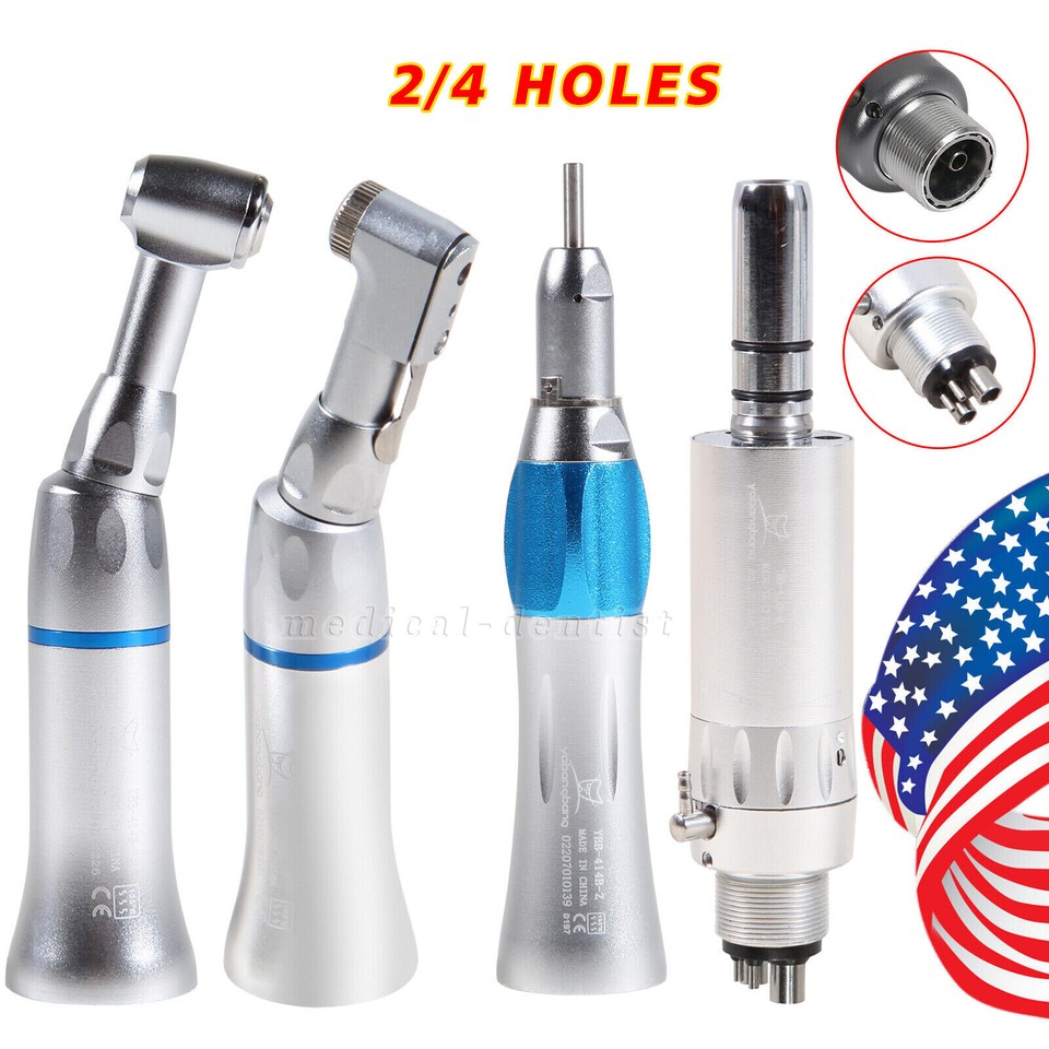 Dental Low Speed Contra Angle Air Motor Handpiece – 1:1 Ratio, Autochuck, 4-Hole Midwest Fit – EP Model – US Stock