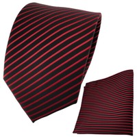 SchöNe Tigertie Krawatte + Einstecktuch In Rot Signalrot Schwarz Gestreift