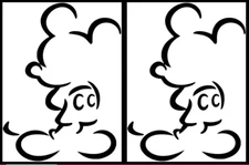 Outline Drawing Mickey Mouse Two Black Vinyl Decals Car Window Laptop Notebook