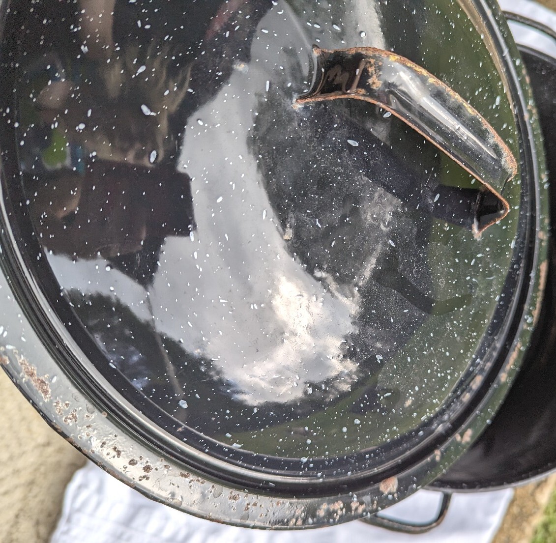 Clam Seafood Steamer Lobster Double Pot brass Broth Spigot Enamelware 15" Vtg eBay