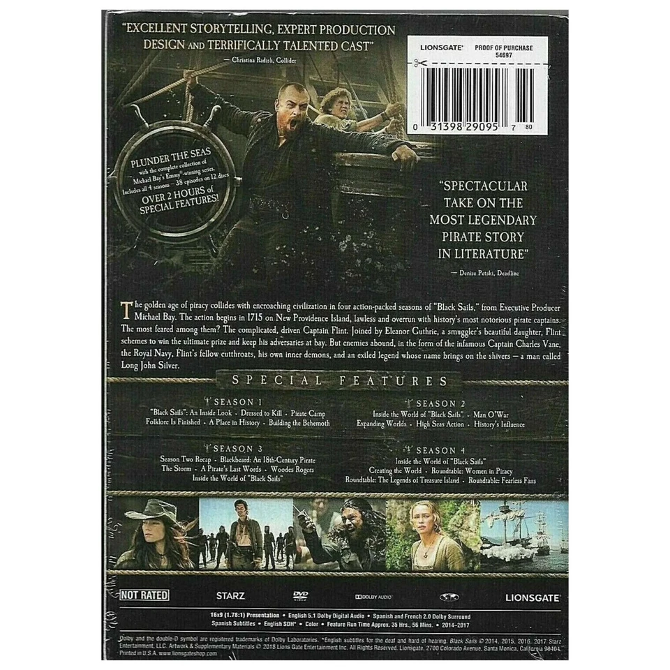 BLACK SAILS the Complete Series Collection Seasons 1-4 (DVD 12-Disc Set) 1 2 3 4 - Image 2 of 2
