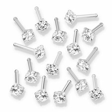15 Pc 18g Prong Set 3mm CZ 316L Surgical Steel Nose Studs Bones Ring