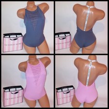 Victoria Secret Lingerie Teddy Babydoll One Piece Leopard Lace Logo Y Back New