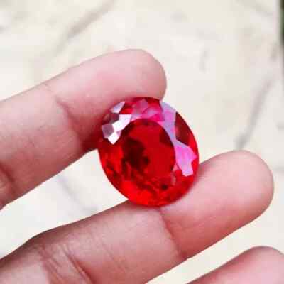GIE Certified 33 Ct+ Natural Myanmar Burma Red Ruby Oval Cut Loose Gemstone