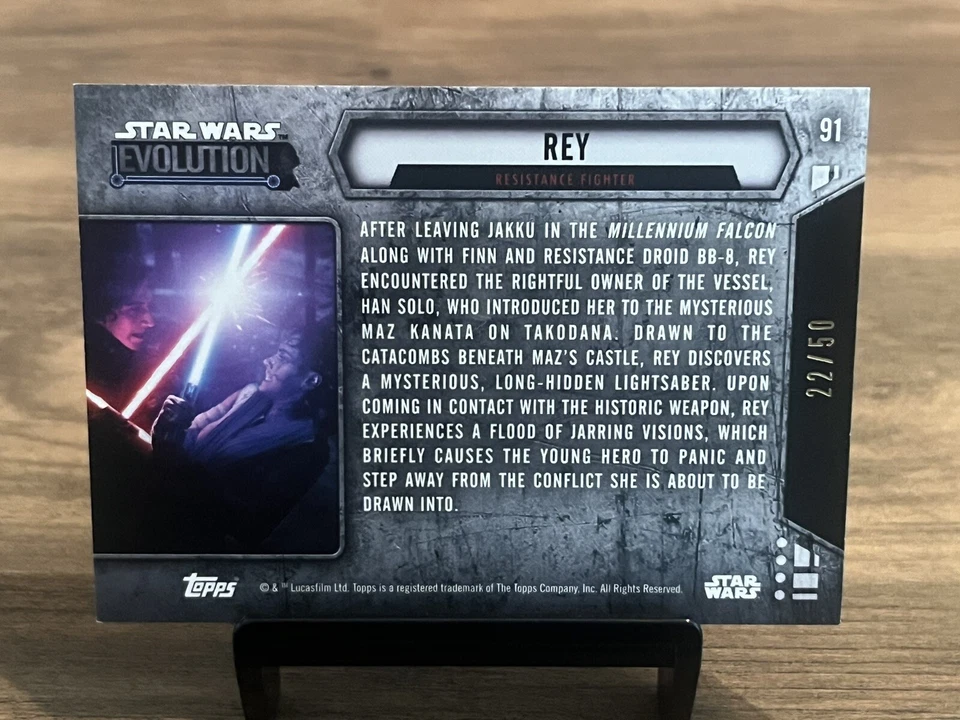 2016 Topps Star Wars Evolution GOLD Rey 22/50 - Image 2 of 2