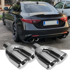 Pair 2.5" Inlet 3.5'' Out Dual Wall Exhaust Tips Stainless For Alfa Romeo Giulia