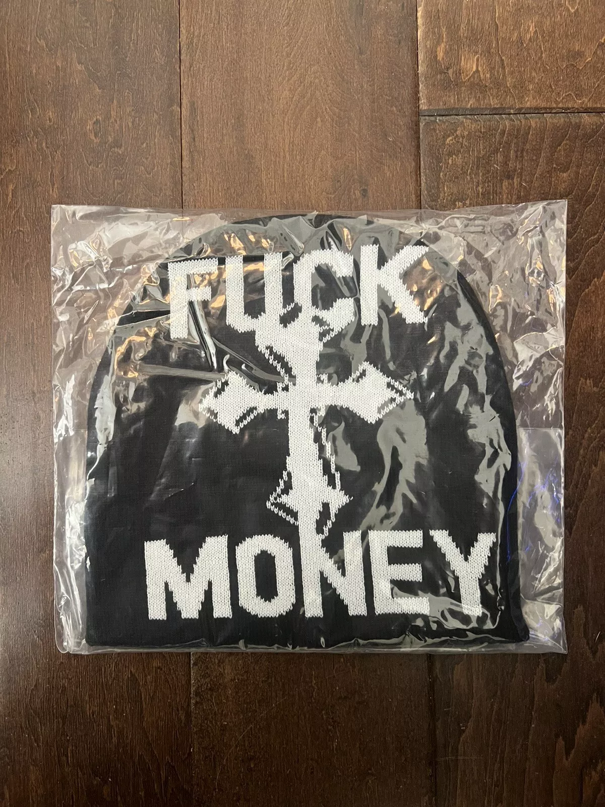 Supreme FW24 Fuck Money Cross bonnet acrylique noir blanc taille unique neuf EN MAIN