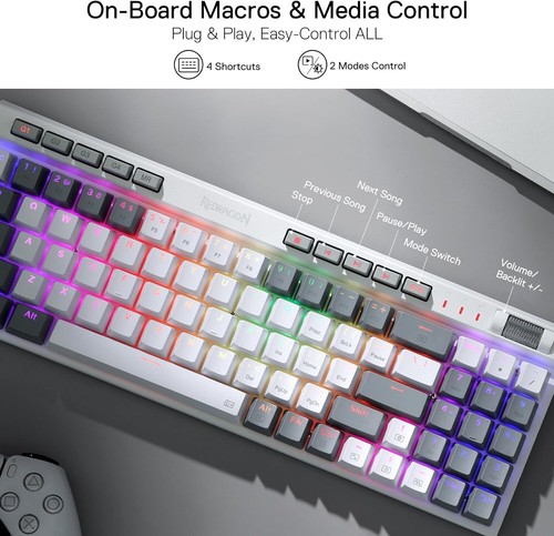 Redragon K655 75% RGB Wired Gaming Keyboard Hot-Swap Mechanical Quiet Red Switch - Picture 3 of 8