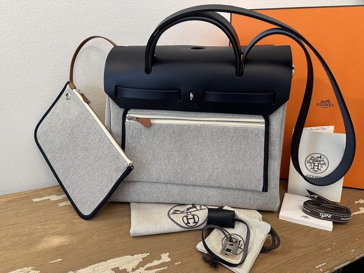 HERMES Herbag Zip 31cm Laque Bleu Nuit Indigo Brides de Gala HERMES Herbag Zip 31cm Laque Bleu Nuit Indigo Brides de Gala