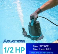 Aquastrong Sump Pump 1/2 HP Submersible Water Pump Thermoplastic Portable Uti...