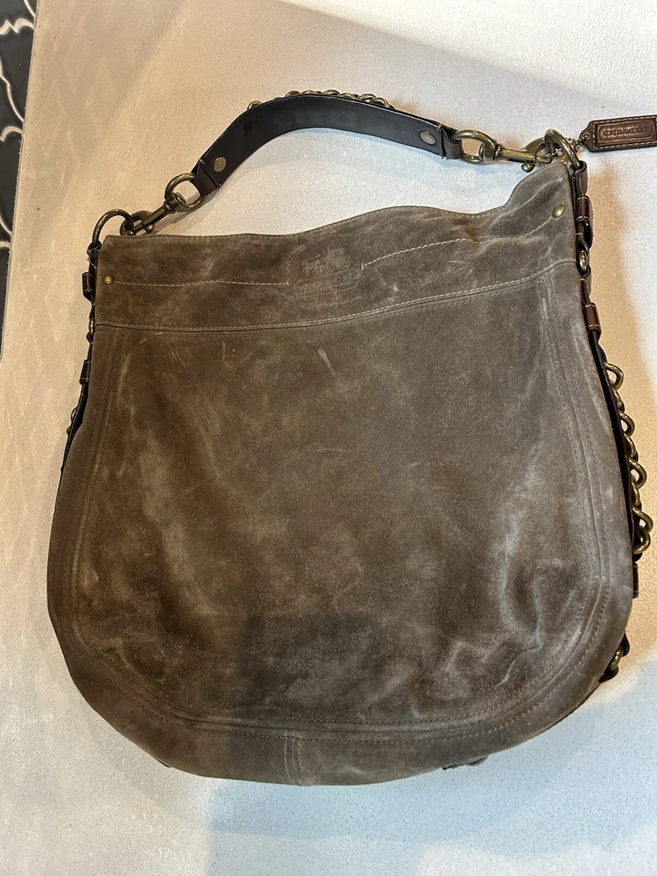 Cartera Hobo Coach XL Editorial Finest Cuero Gamuza Pedernal Zoe Foto 2 de 4