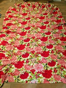 Vintage Twin Size Bedspread Beautiful Fabric Bed Coverlet Red Pink Floral Wow Ebay
