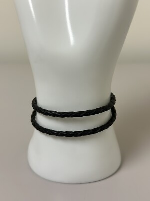 Pandora 925 ALE woven leather double bracelet. In black tone. | eBay