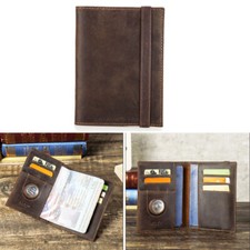 Nuevo Cuero RFID 2 Portapasaporte Bolsa Cartera AirTag 5 Ranuras para Tarjetas Viaje EE. UU.