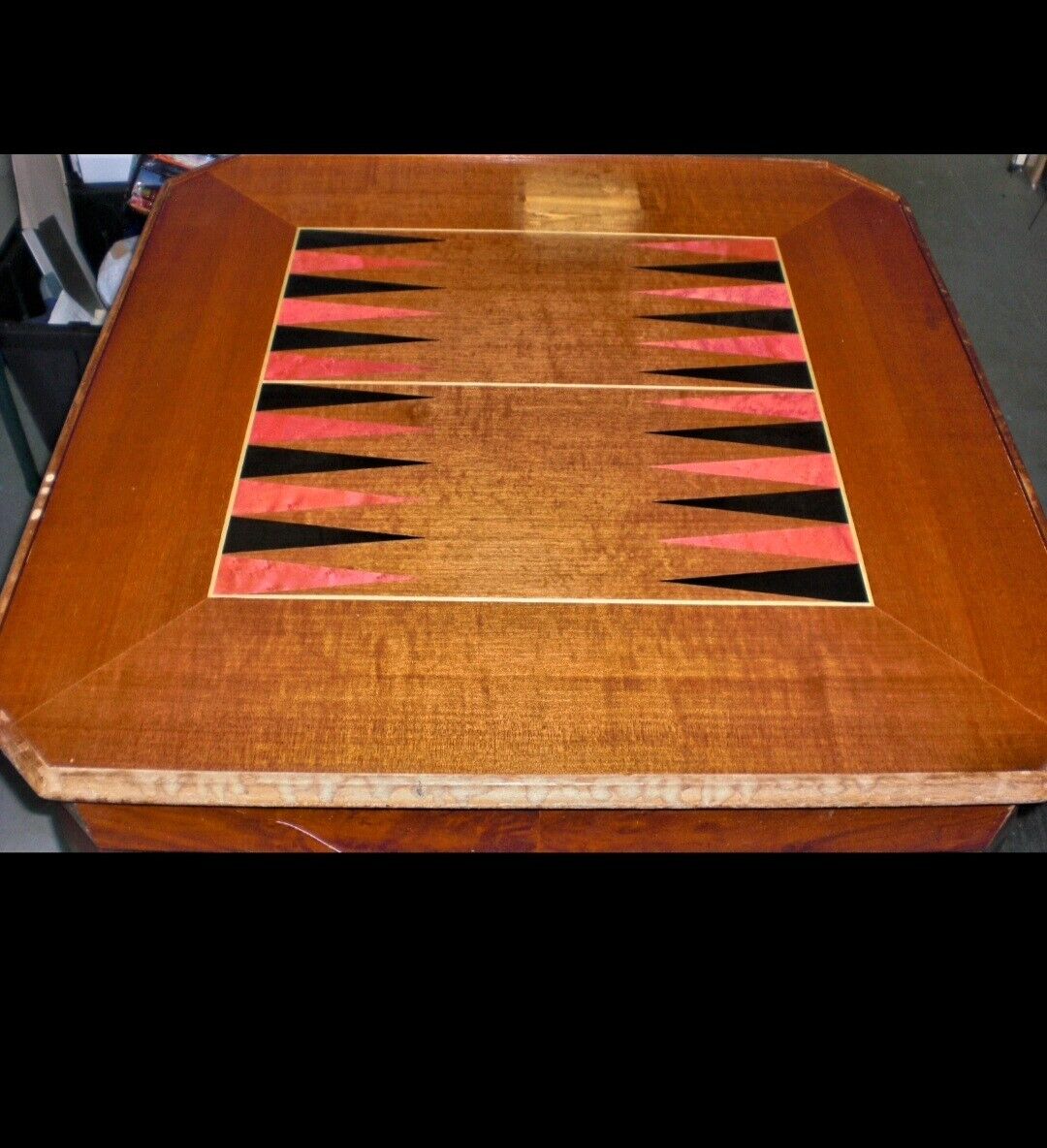 1960s Italian Inlaid Wood Multi Game Table With Roulette, Checkers/Chess,  Backgammon