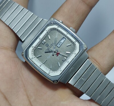 Rare Ricoh Automatic Crystal 21J Day/Date Stainless Vintage Japan