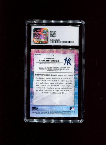 2021 Bowman's Best Jasson Dominguez Refractor #41 CSG 9.5 GEM MINT 10 SUBGRADES - Picture 2 of 2