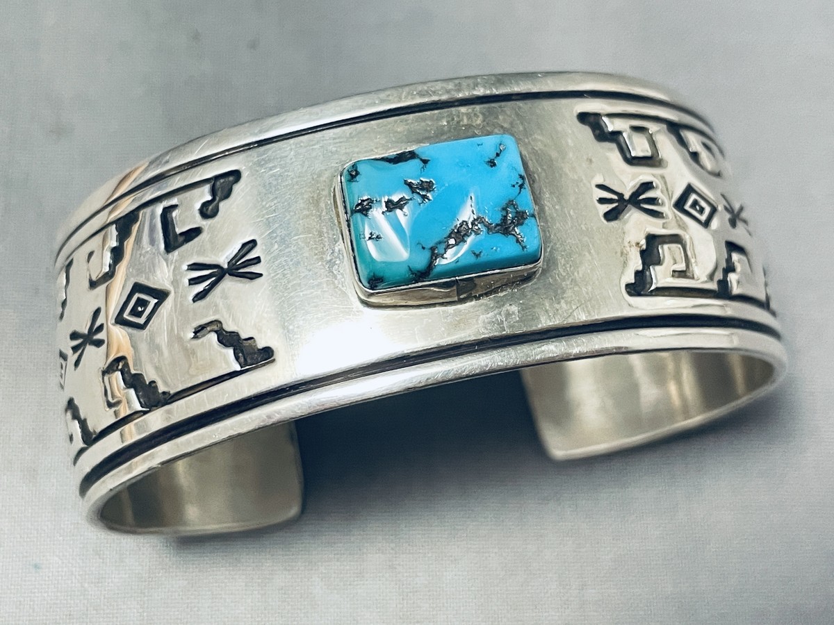 Unforgettable Vintage Native American Navajo Sleeping Beauty Turquoise Sterling Silver Bracelet Old Unforgettable Vintage Native American Navajo Sleeping Beauty Turquoise Sterling Silver Bracelet Old