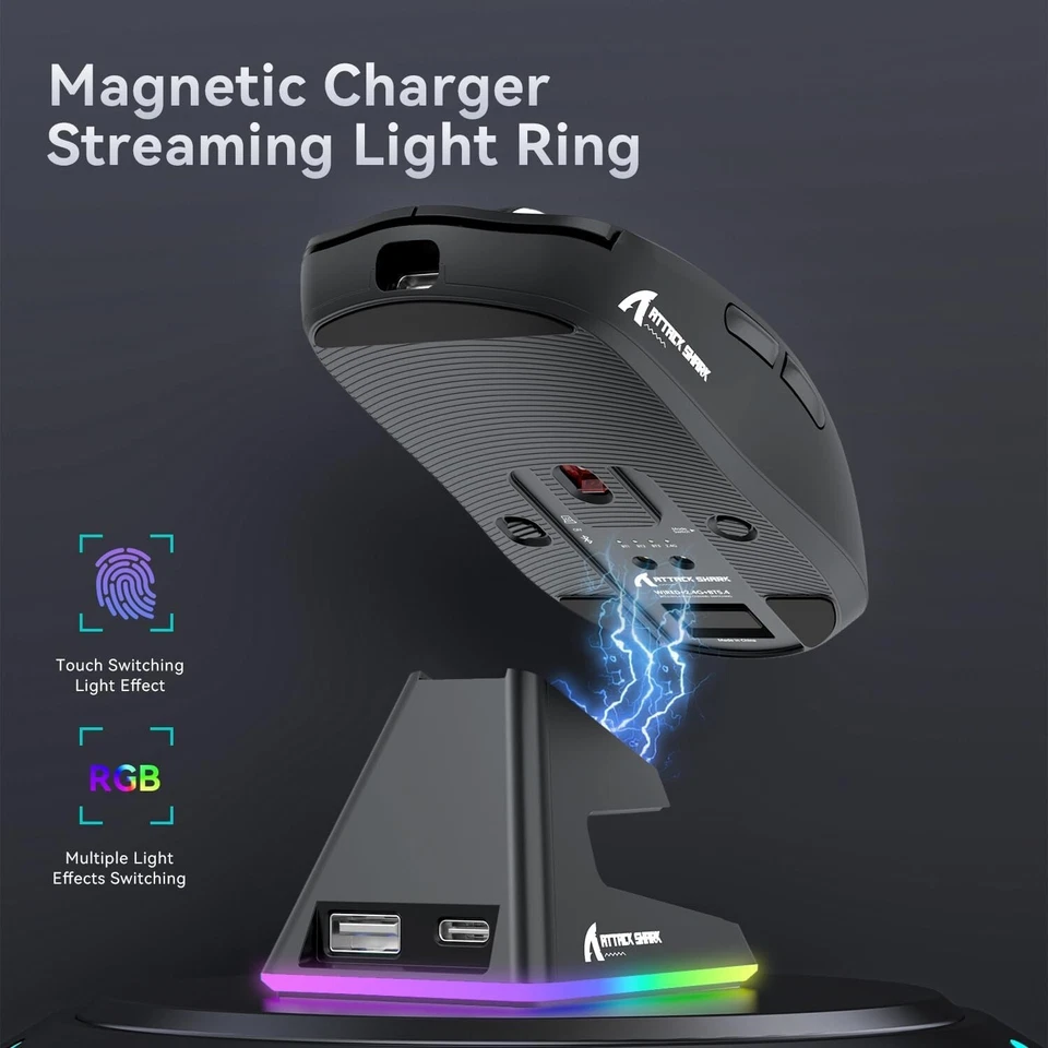 ATTACK SHARK X6 Bluetooth Mouse , Pixart PAW3395, Tri-Mode Connection, RGB Touch - Image 4 of 4