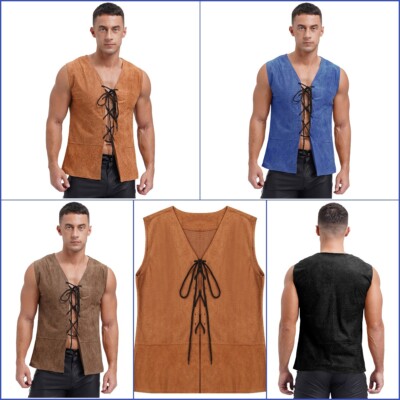 Herren Renaissance Steampunk Lace-up Weste Piraten Victorian Gothic Jacke Kostüm