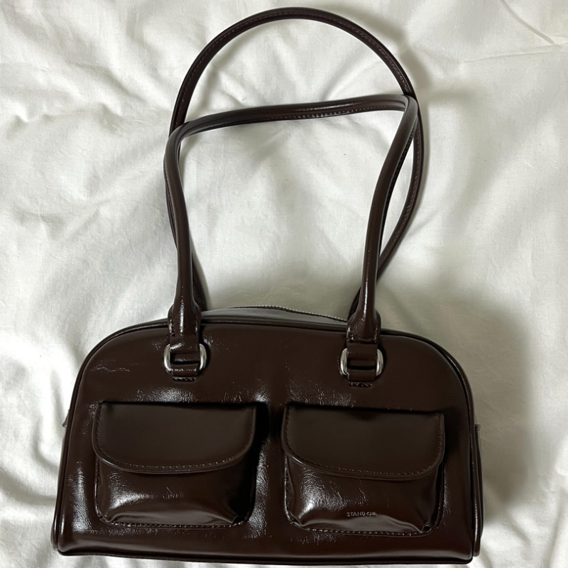 Stand oil ダークブラウン ショルダーバッグ IN STOCK / STAND OIL Chubby bag MARRON Color Korean Women's Bag