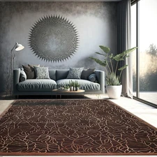 8'x10' Hand Knotted 200 KPSI extra dense pile Tibetan Wool & Silk area rug Brown