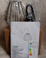 Image of Black Cage Style Single Wall Lamp New In Original Box Modern Looking