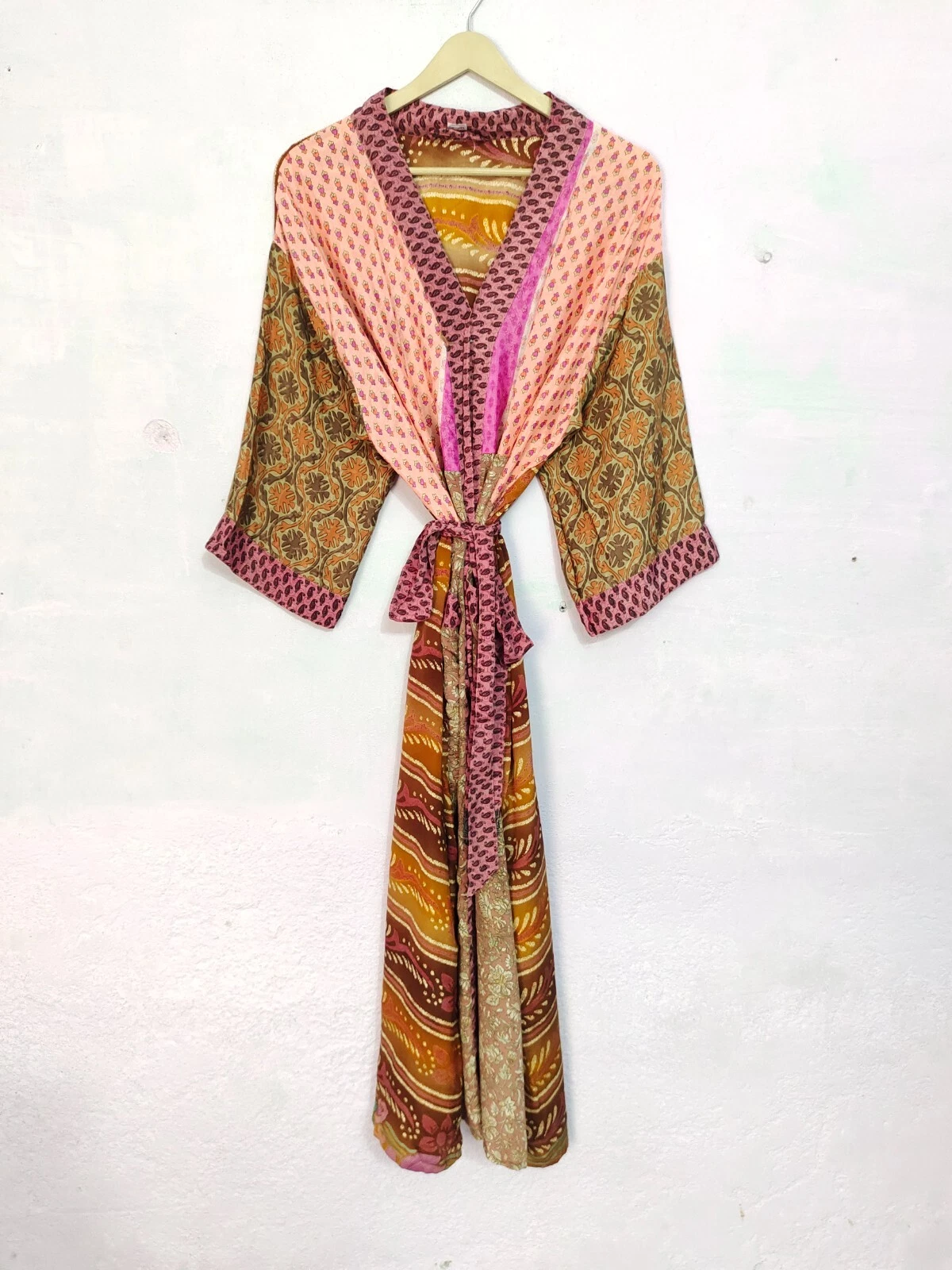 Indian Recycled Silk Sari Poncho Underwear Vintage Kimono SR-392