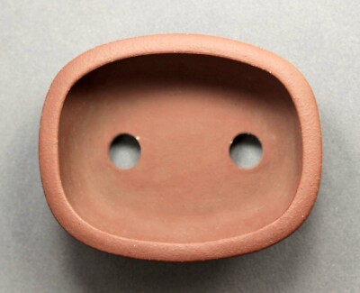 Tokoname Oval Bonsai Pot with carving by Banryuhei, #ban54 : 91*74