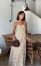 ZARA NWT WOMAN SS24 EMBROIDERED FLORAL MIDI DRESS ECRU / BEIGE  3447/682 S,M