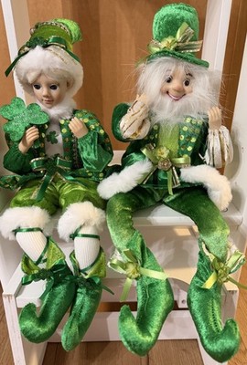 Set Of 2 Novogratz St Patrick s Day Irish Elf Boy & Pixie Elf Girl Shelf Sitter