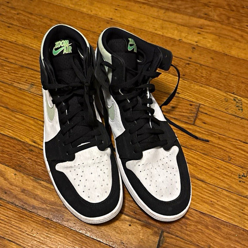 Jordan air jordan 1 mid top colorblock black white green lace up mens