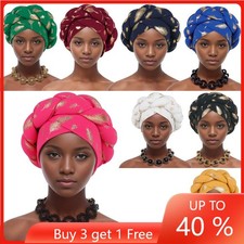 African Aso Oke Headwear Women Braids Hijab Cap Turban Muslim Head Wrap Headtie