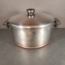 Revere Ware 1801 Copper Bottom 4 1/2 Qt Quart Stock Pot w/ Lid Clinton,IL WOBBLE