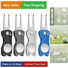 Golf Divot Repair Tool, All Metal Foldable Divot Tool with Pop-up Button  Ma...