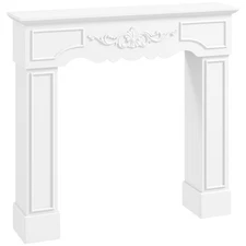 HOMCOM Baroque Fireplace Mantel, Fireplace Surround with Leg, White
