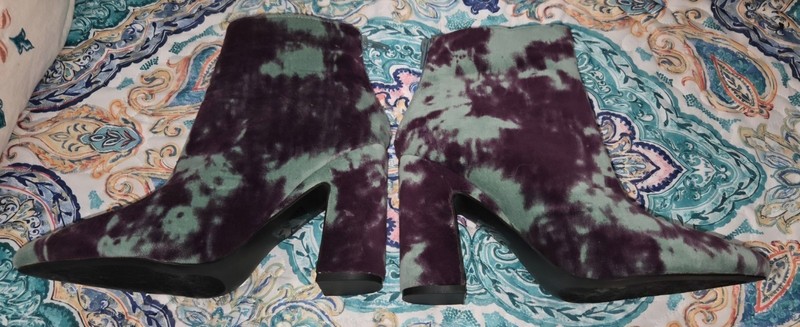 Women's Suede Zamora Ankle Boots - Purple And Turquoise Heel Boots - Size 6.5