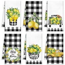 6 Pcs Lemon Kitchen Towels Lemonade Dish Towels with Sayings Decorative Hand Tea