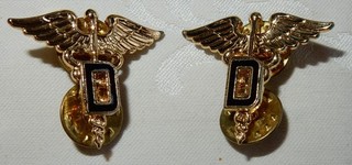 US ARMY OFFICER DENTAL CORPS BRANCH INSIGNIA COLLAR DEVICE USA BADGE PAIR