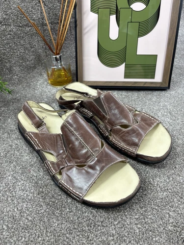 CLARKS Sandali Clark’s marroni donna taglia 7 comodi cinturino imbottito scarpe estive vacanze