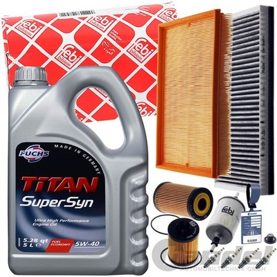 FEBI INSPEKTIONSPAKET+FUCHS SUPER SYN 5W40 für OPEL CORSA C D COMBO 80+90 PS