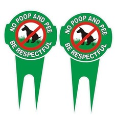 2 Pack No Pooping Dog Signs for Yard with Stake Double Sided 12" x 6" - Be